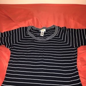 Navy Blue and White Striped Shirt